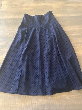 Anthropologie Maeve Navy Polka Dot A-Line Skirt